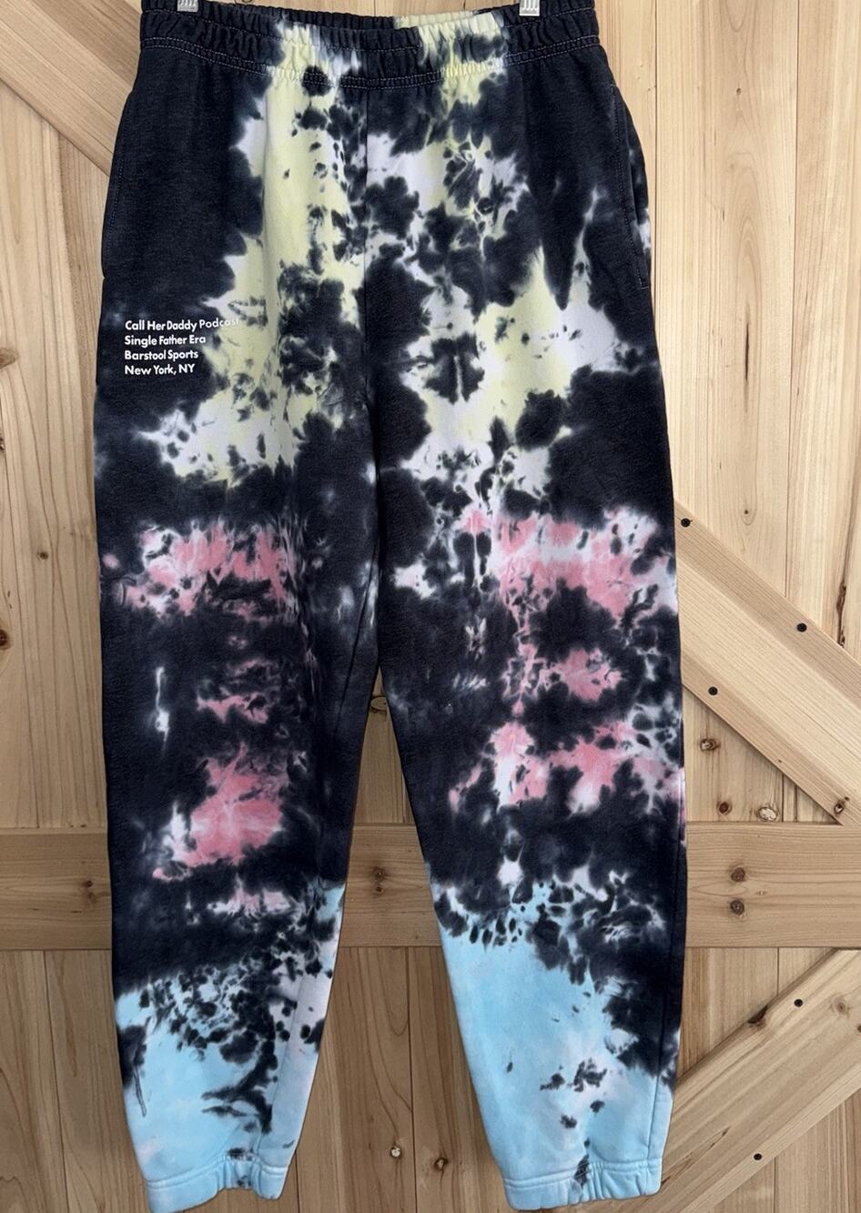 Barstool Sports Call Her Daddy Black Yellow Tie Dye Grunge Sweatpant Jogger Sz L